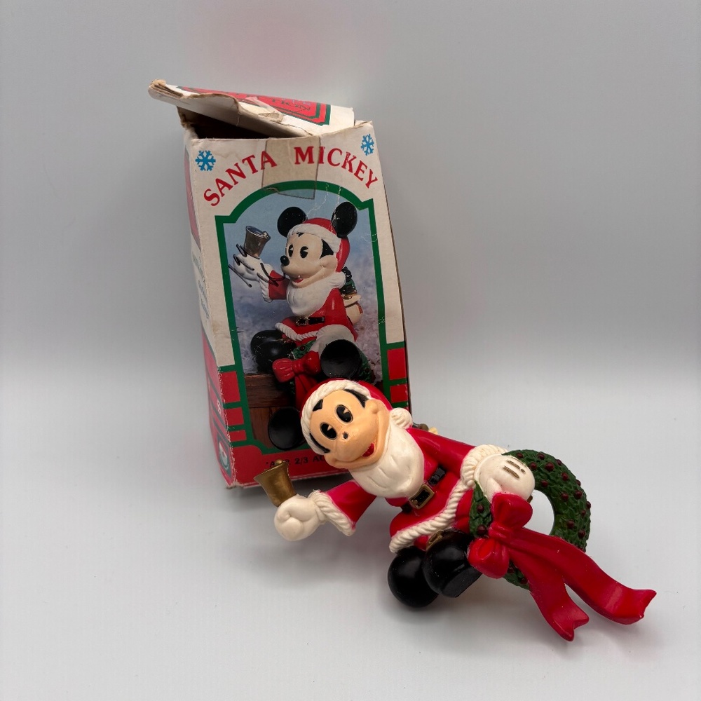 Vintage Disney Mickey Mouse Santa Fireplace Christmas Mantel Stocking Hanger